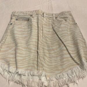 Free People Tan Mini Skirt with Zebra Print